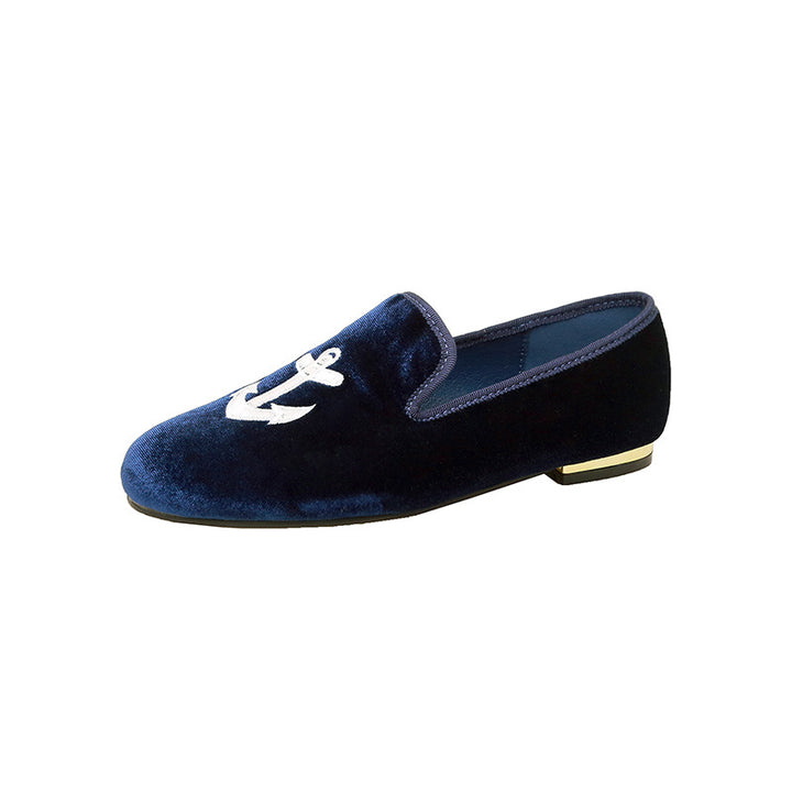 Dame Samt Slipper med unikt soltryk og elegant guldaccent Stilla