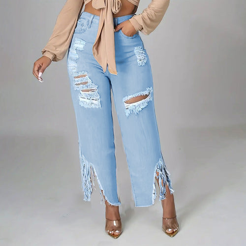 Dame Rivet Bred Denim-Bukser Stilla