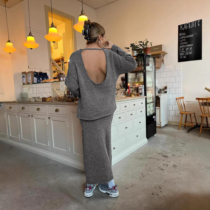Damen eleganter, figurbetonter Midi-Rock aus hochwertiger Wollmischung Skovae