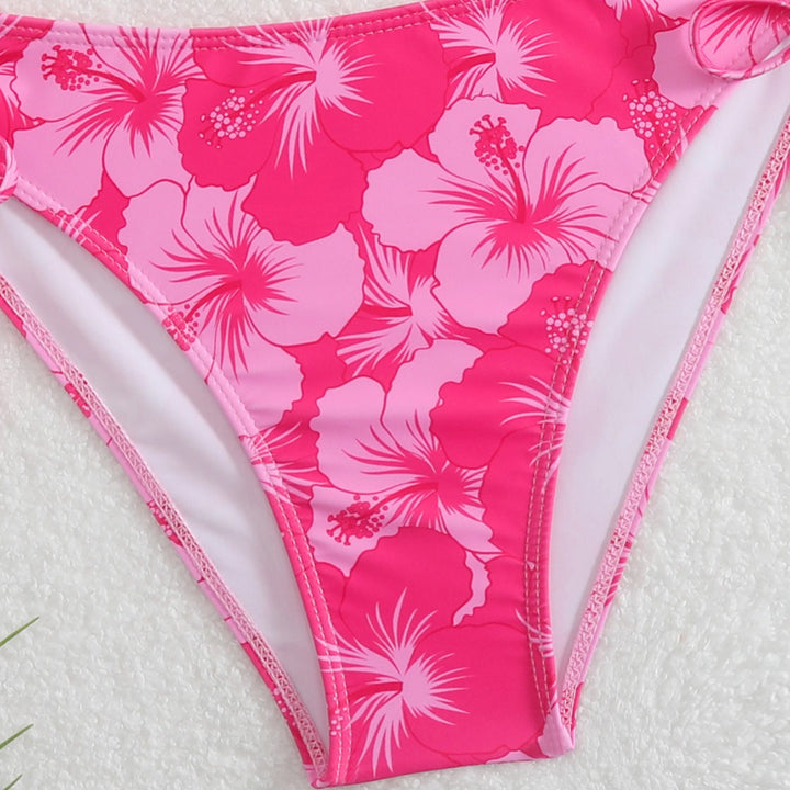 Dame Bikini-sæt med blomsterdesign og justerbare bindebånd Skovae