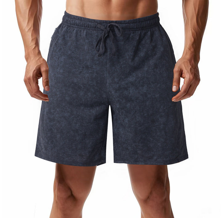 Herren nan løst skårne frotté-shorts med elastisk talje, snoretræk og sidelommer Skovae