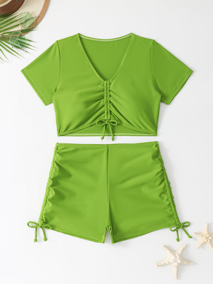 Dame Sporty Crop Top og Shorts Sæt Skovae