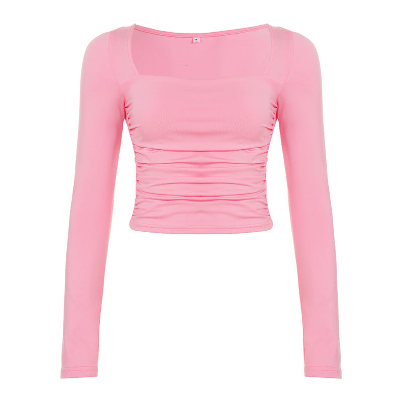 Dame figursyet longsleeve med rynker Skovae