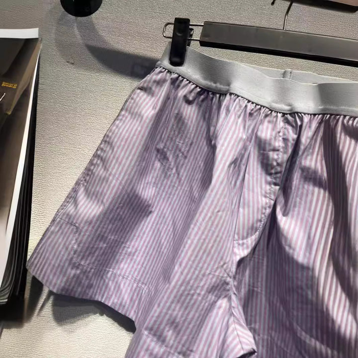 Dame Højtaljede Sportshorts med elastisk bund og fint stribemønster Stilla