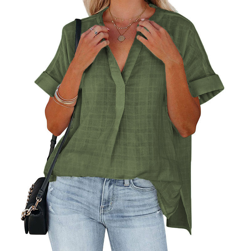 Dame Relaxed Fit Linnedmix Kortærmet Bluse Stilla