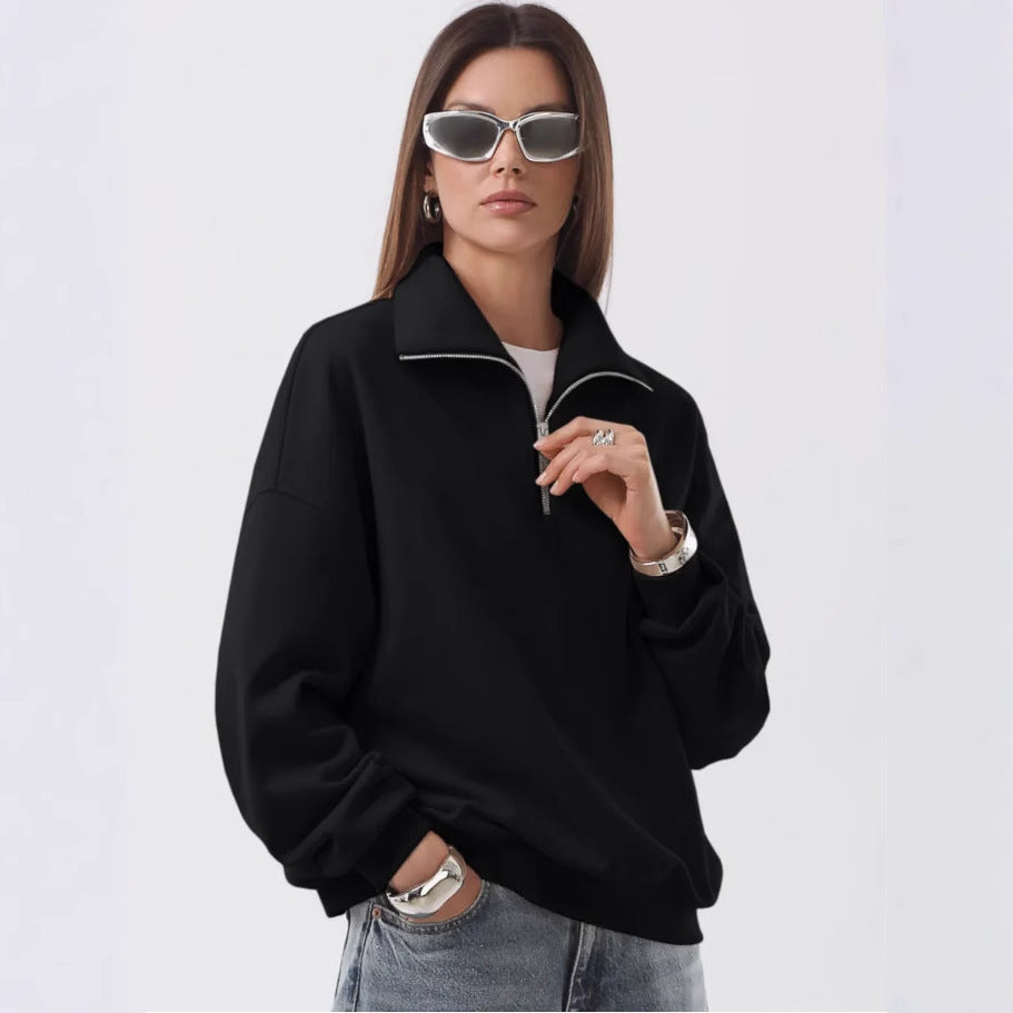 Kvinders komfortable sweater med opretstående krave Skovae