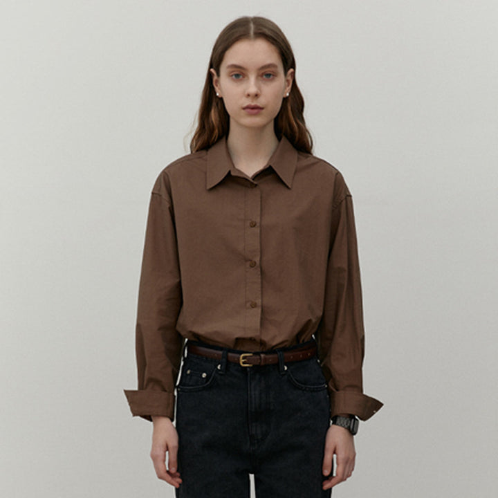 Damer Klassisk Langærmet Bluse med minimalistiske Knapdetaljer og afslappet Snit Stilla