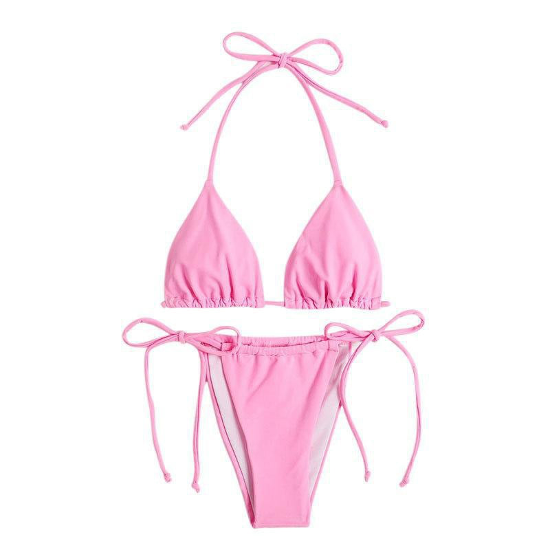 Dame Triangel-Bikini med justerbare bindebånd og sømløst design Skovae