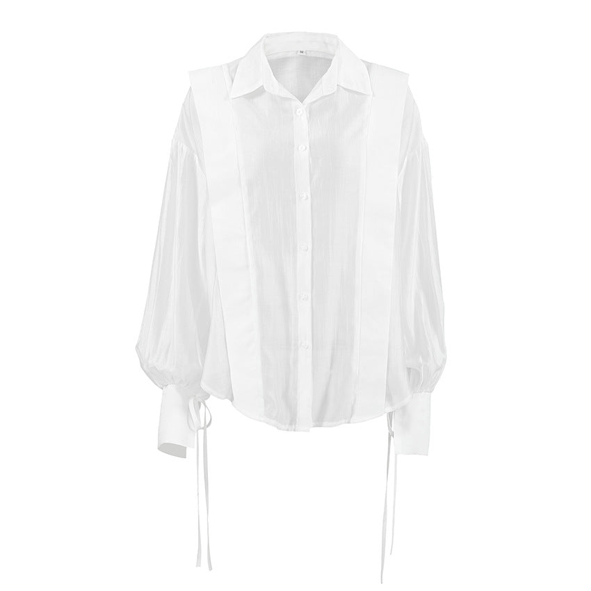 Damebluse med elegant snøring og voluminøse ærmer Stilla