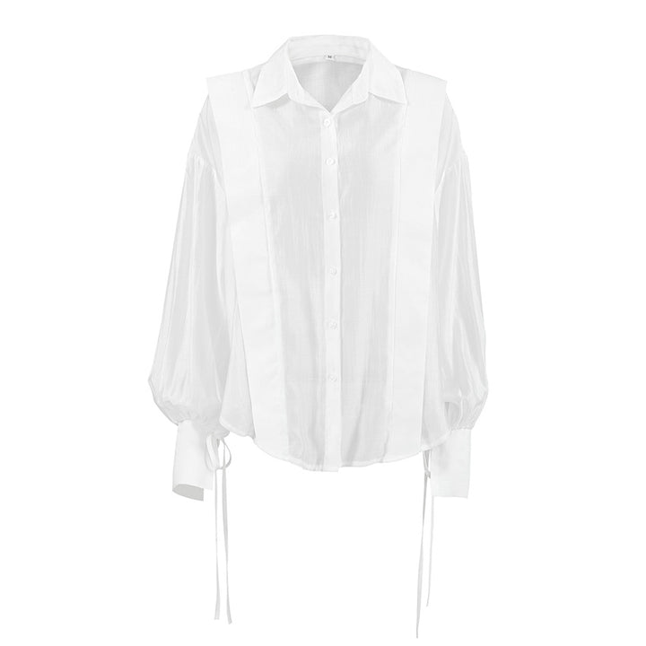 Damebluse med elegant snøring og voluminøse ærmer Stilla