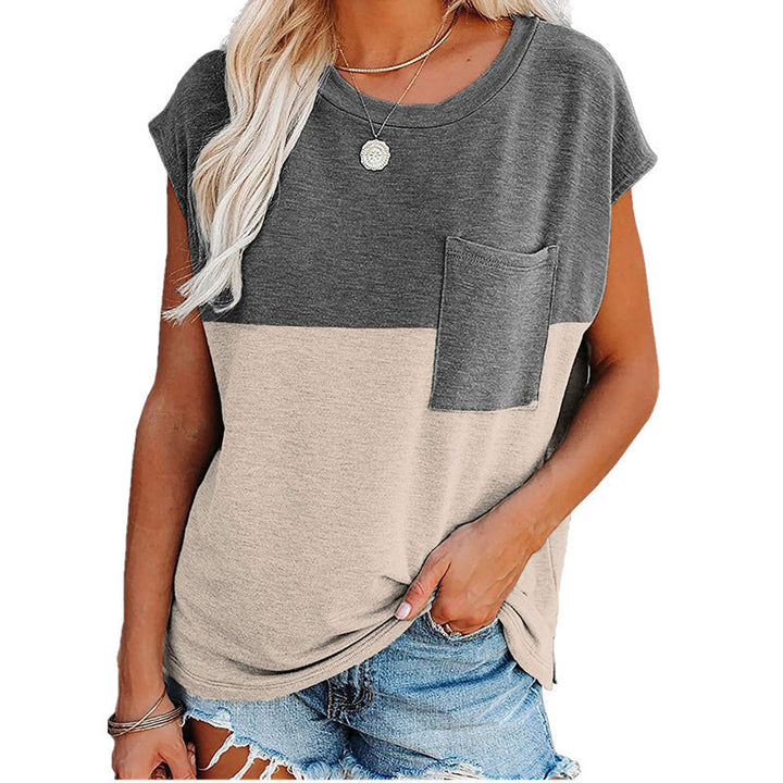Dame afslappet T-shirt med brystlomme og asymmetrisk kant Stilla