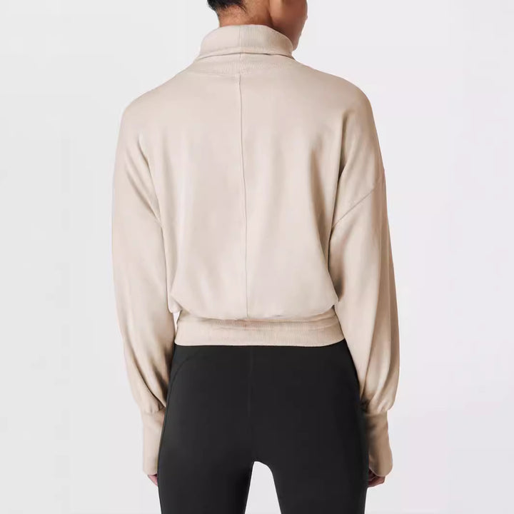 Damer afslappet sweatshirt med høj krave og elastisk bund Stilla
