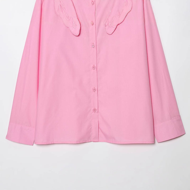 Damebluse med broderet krave Stilla