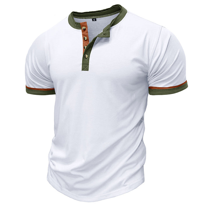 Herrer Korte ærmer Henley-shirt med struktureret krave Stilla