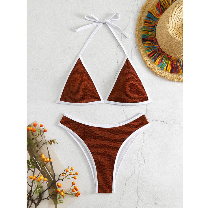 Dame Triangel-Bikini-Sæt med raffineret strukturdesign og justerbare stropper Stilla