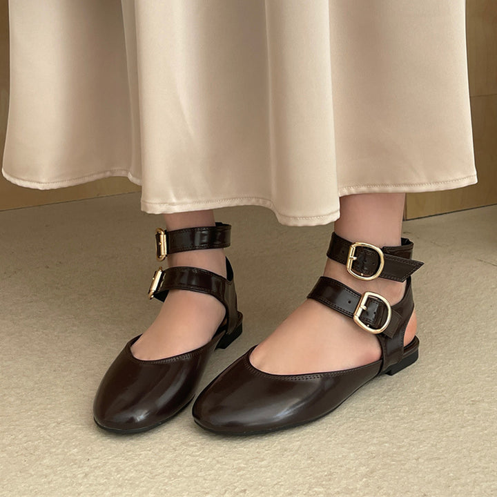 Dameballerinas med justerbare remme og elegant spænde lukning Stilla