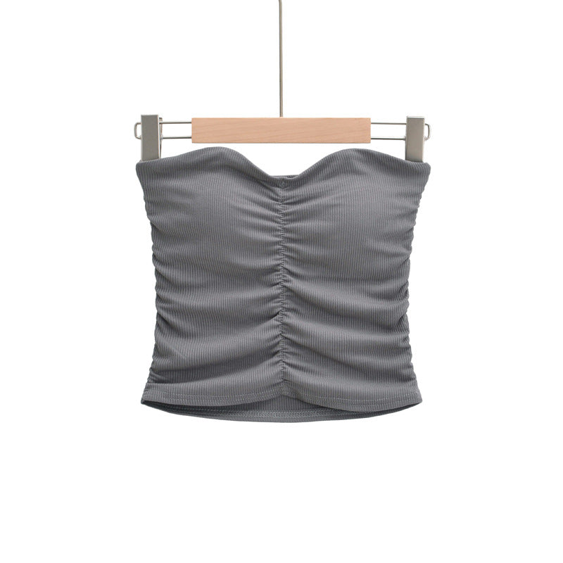 Dame Crop-Top med hjerteformet udskæring og struktureret materiale Stilla