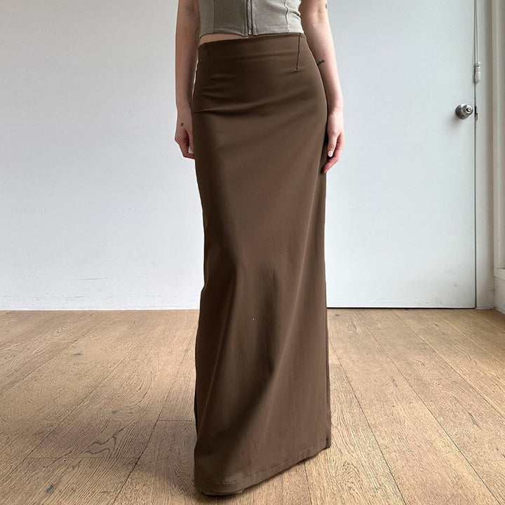 Dame Elegante Midi-nederdel med sideslids og elastisk talje Skovae