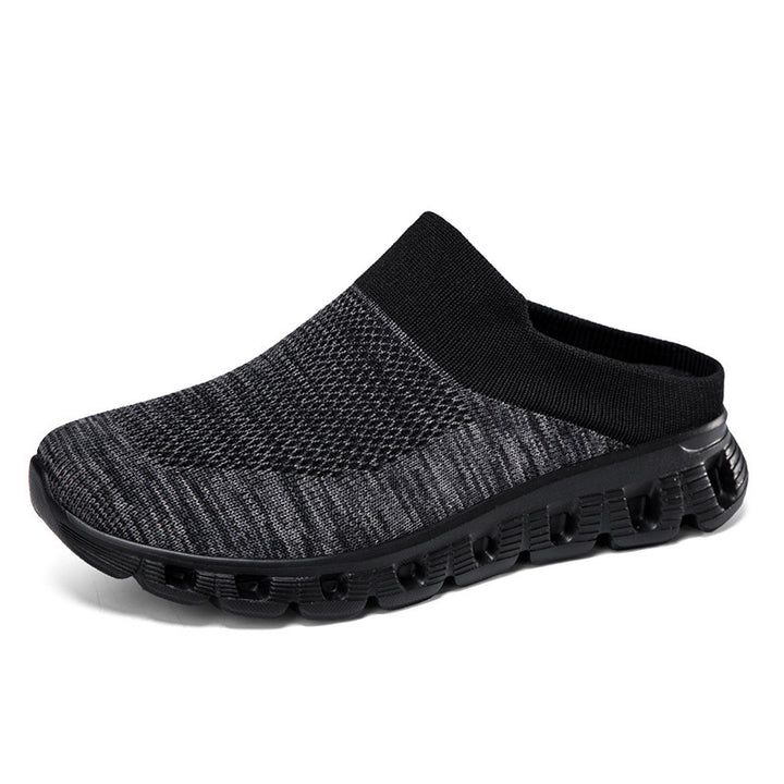 Unisex nan lette rejse-slip-on-mule med perforeret luftkammer-sål og sok-lignende strikskæft Skovae