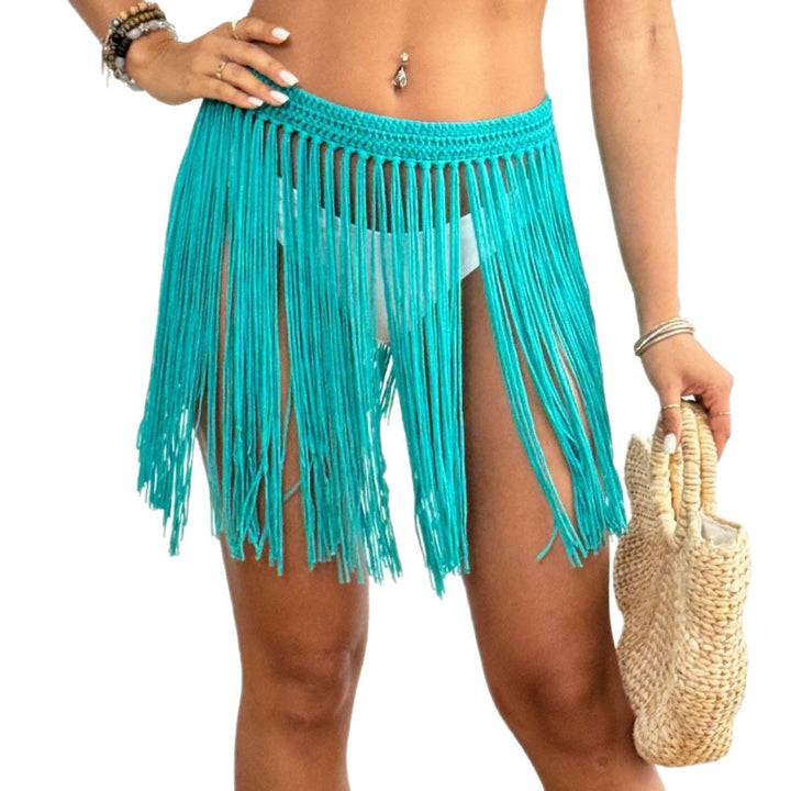 Femme Hæklet Frynse Strand Sarong Vikle Stilla