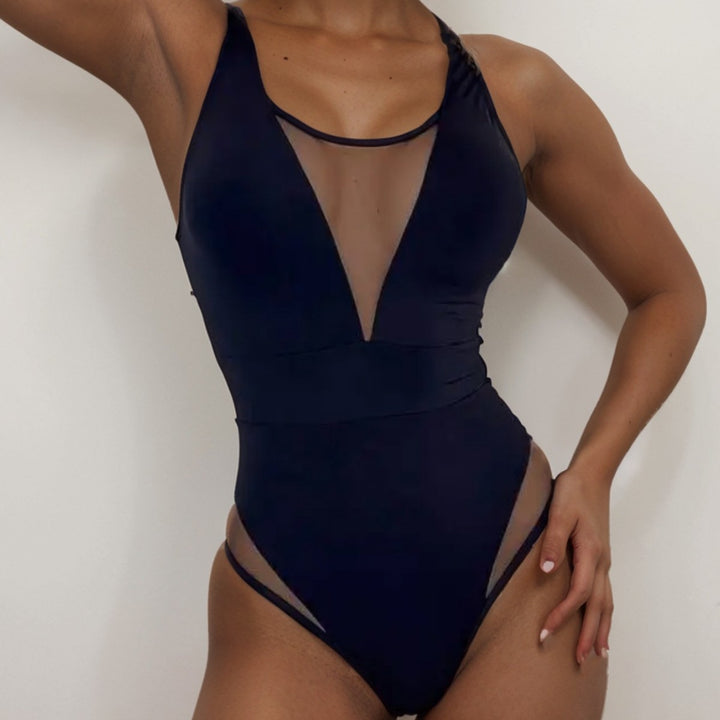 Damer Højskåret Monokini med transparente Mesh-detaljer Skovae