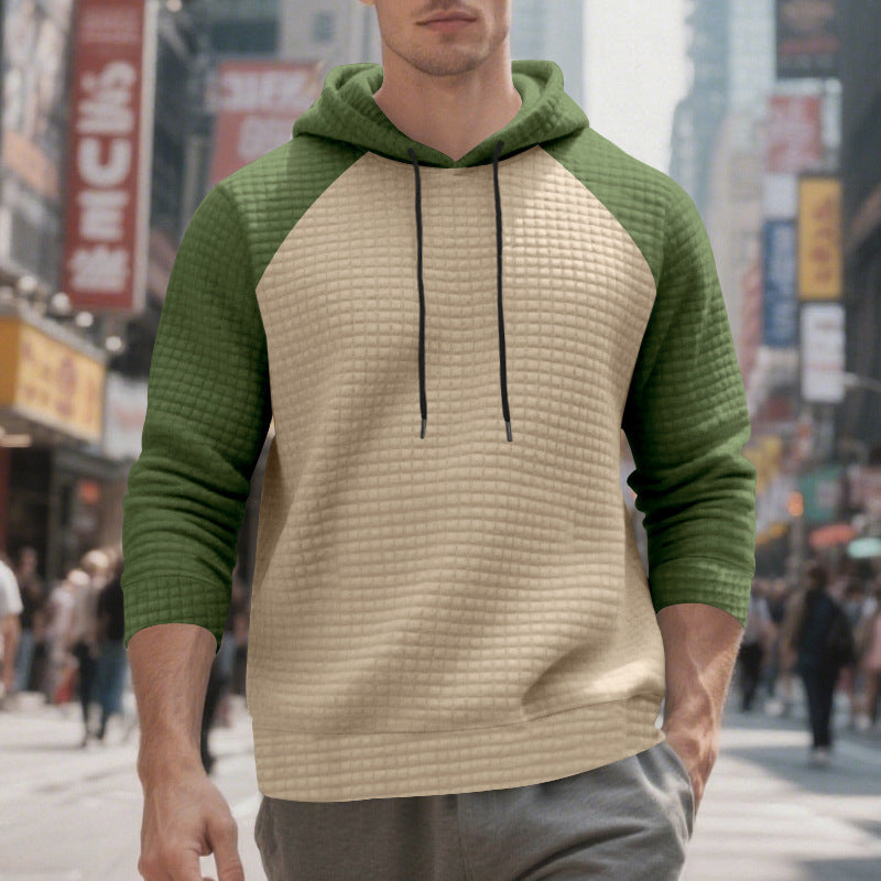 Herre nan quilted hoodie med raglanærmer og snoretræk Skovae