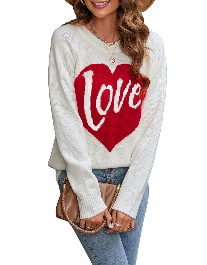 Kvinders strikkede sweater med hjerte-design Stilla