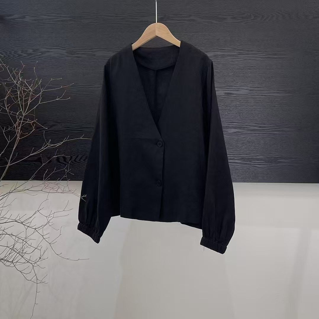 Femme Elegante Linned Omslagskjorte Stilla