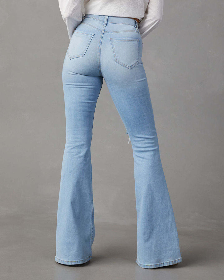 Dame Flared Jeans med Destroyed-detaljer og høj talje Stilla