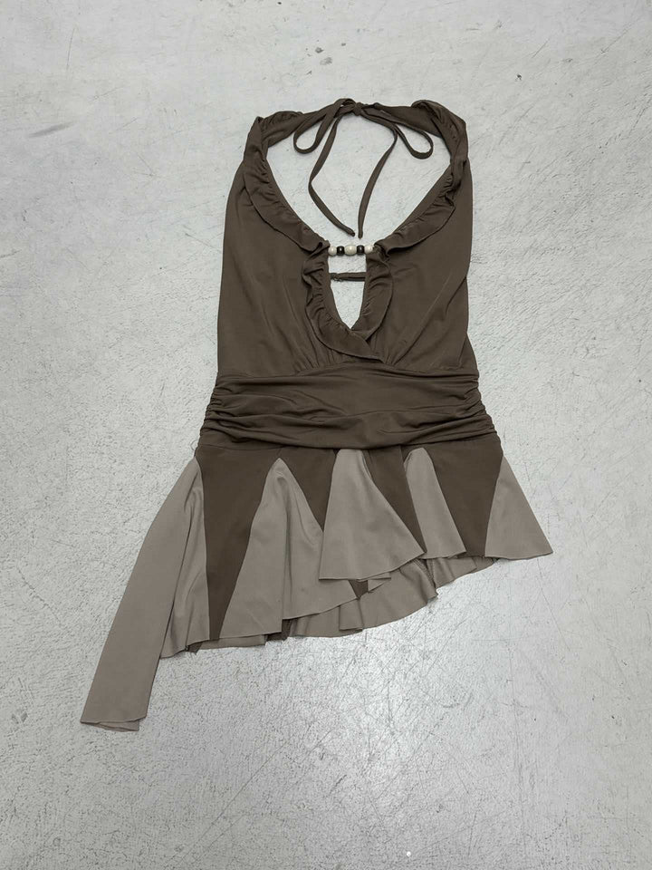 Damen Badeoberteil mit verführerischem Halter-Design und asymmetrischem Saum Skovae