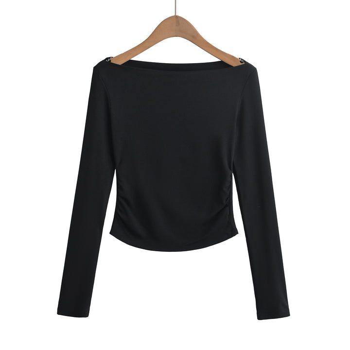 Dame elegant langærmet shirt med flæse detaljer Stilla