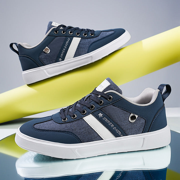 Herren nan urbaner Canvas- og kunstlæder-sneakers med polstret indgang og profileret gummisål Skovae