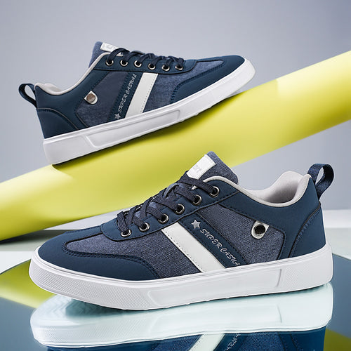 Herren nan urbaner Canvas- og kunstlæder-sneakers med polstret indgang og profileret gummisål Skovae