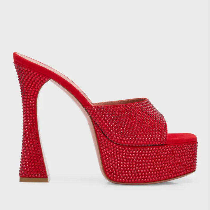 Femme krystal-besatte platform-sandaler- høje hæle Stilla