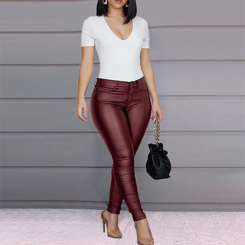 Dame figurtilpassede jeans med højglans-finish Stilla