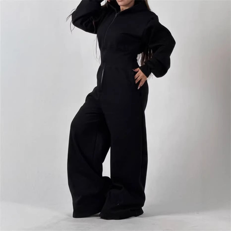 Kvinders jumpsuit med hætte og bred ben Skovae
