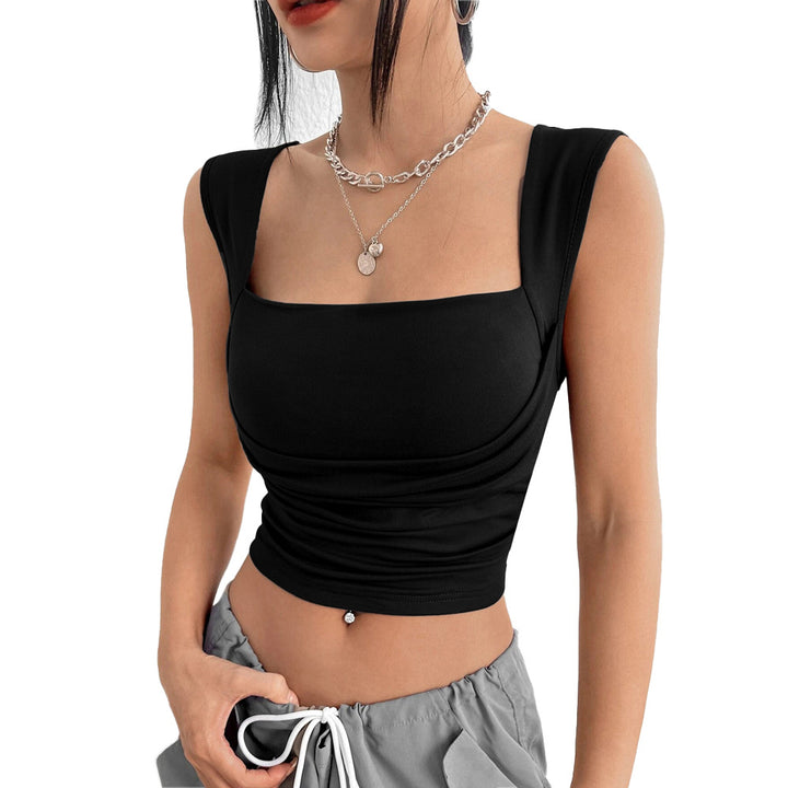 Kvindernes cropped tanktop med sofistikeret samling og firkantet halsudskæring Stilla