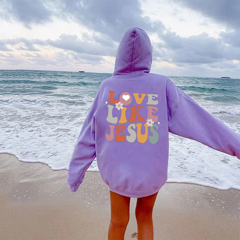 Kvindernes hyggelige hoodie med inspirerende print Skovae