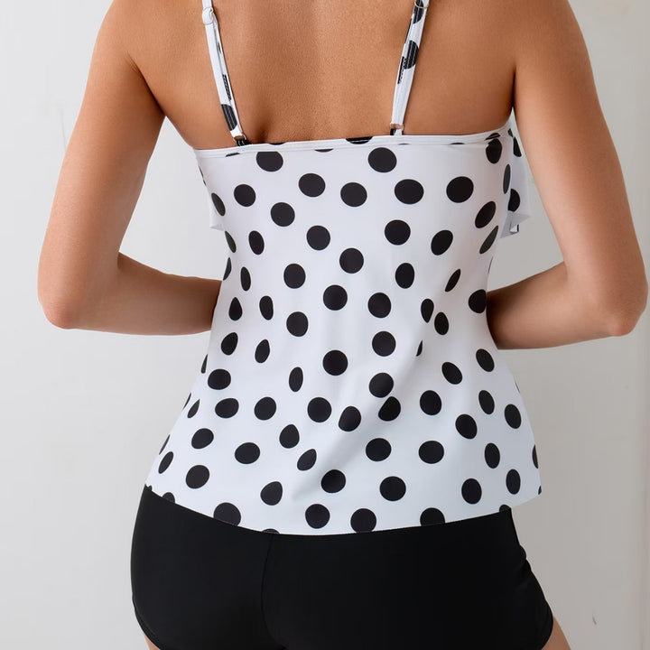 Dame Tankini-sæt med flot polkaprikket top og komfortable shorts Skovae