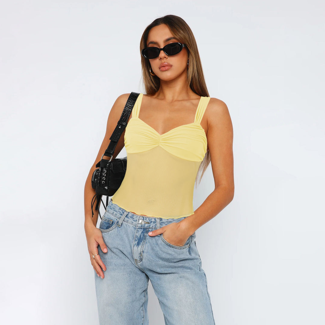 Dame figurtilpasset Bustier-body med rynkeeffekt og justerbare stropper Stilla