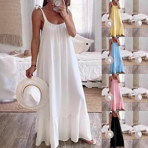 Dame maxikjole med strapless design Skovae