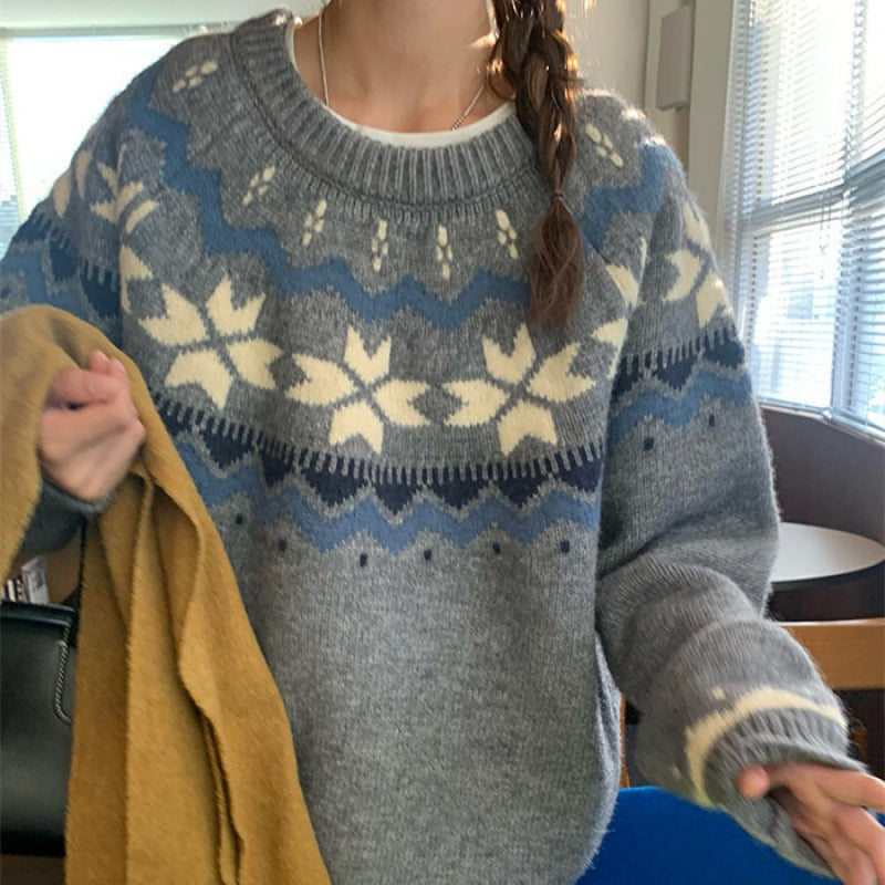 Kvinders hyggelige sweater med vintermønster Stilla