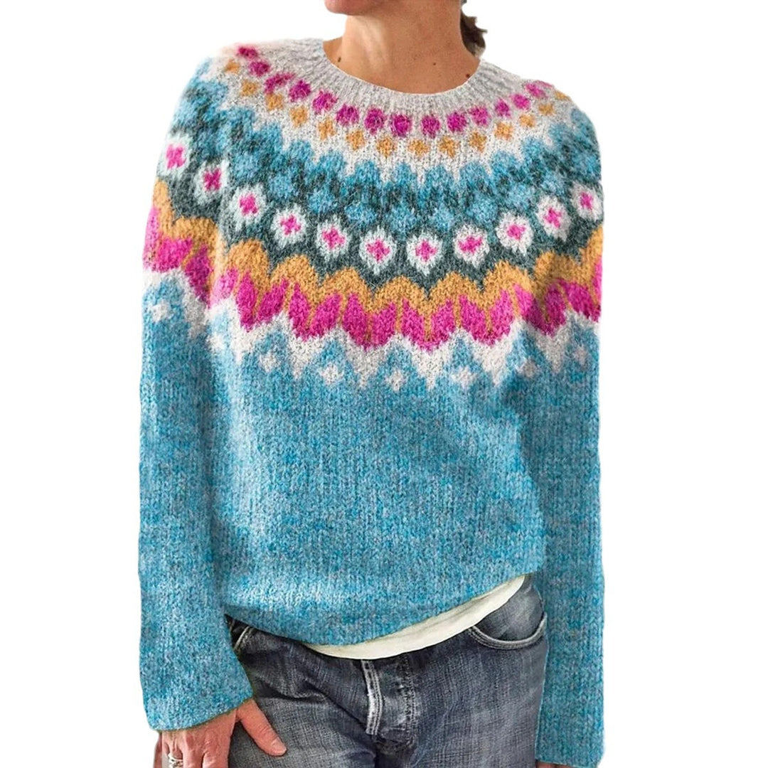 Kvindernes strikkede sweater med levende mønster og behagelig pasform Stilla