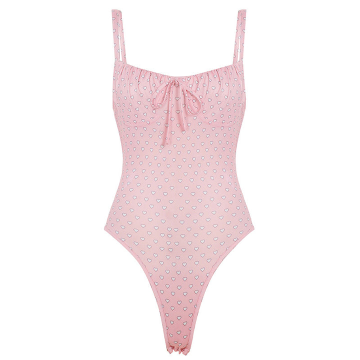 Dame one-piece badedragt med legende hjerte design og justerbare stropper Skovae