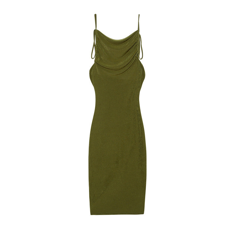 Dame Sleek Rynkning Slip Kjole med justerbare stropper Stilla