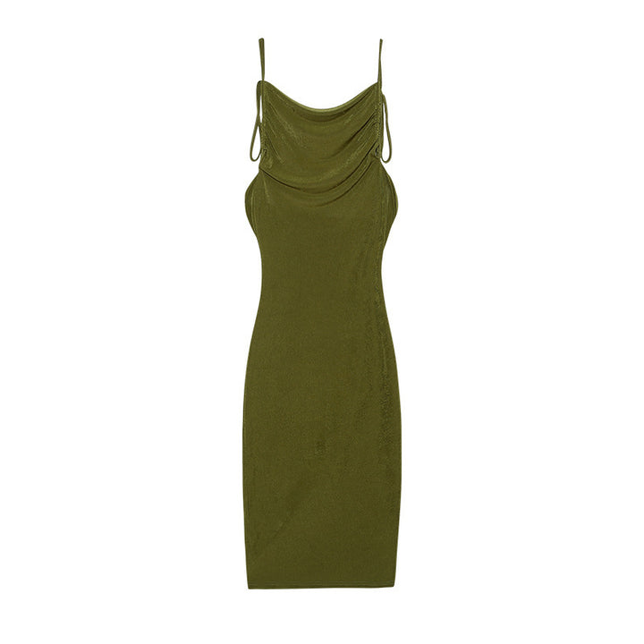 Dame Sleek Rynkning Slip Kjole med justerbare stropper Stilla