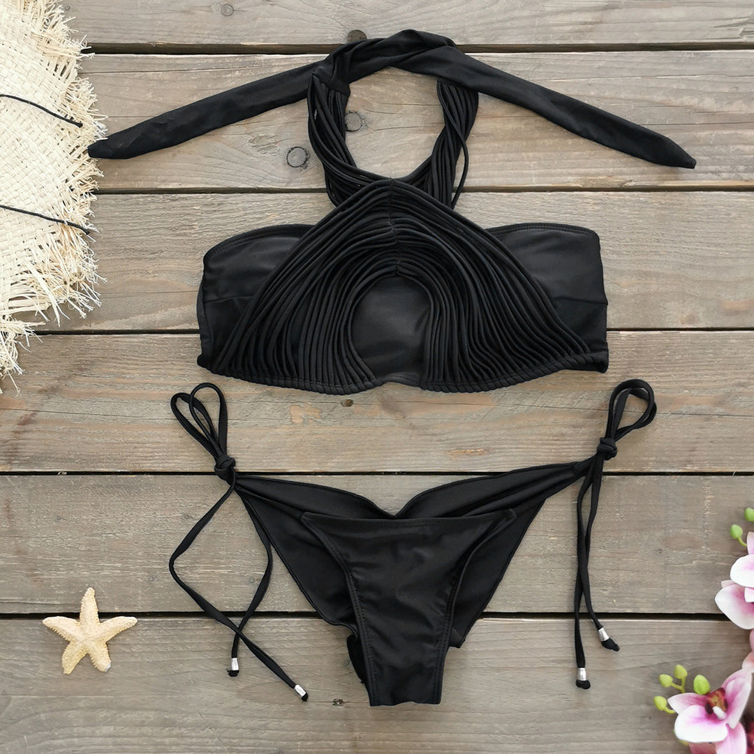 Dame Bikini-sæt med raffineret flæsedetalje og sexede bindebånd Stilla