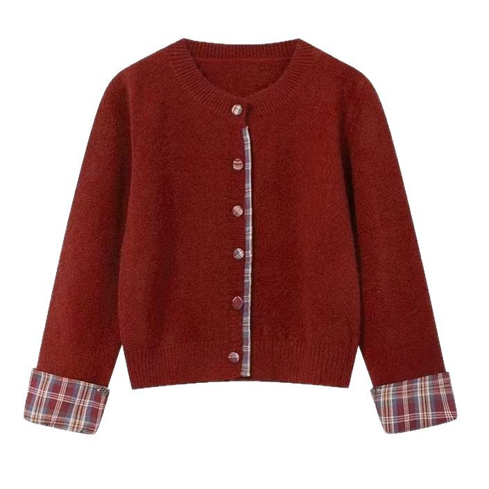 Dame cardigan med kreativ knapdesign og kontrasterende for Stilla