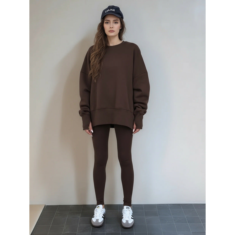 Damer hyggeligt sports sæt med løstsiddende sweatshirt og tætsiddende leggings Stilla