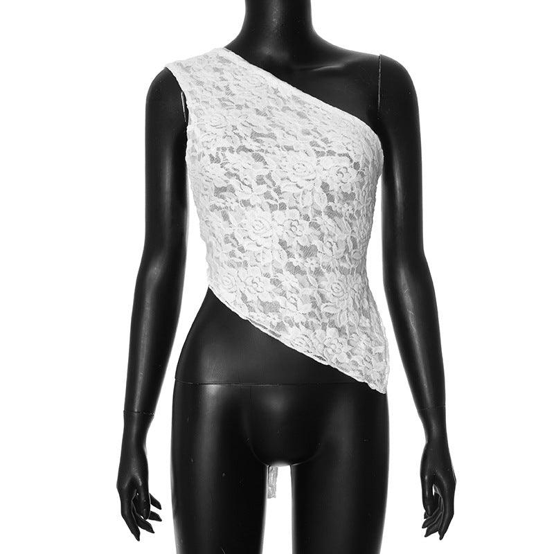 Femme asymmetrisk spidsetop Stilla